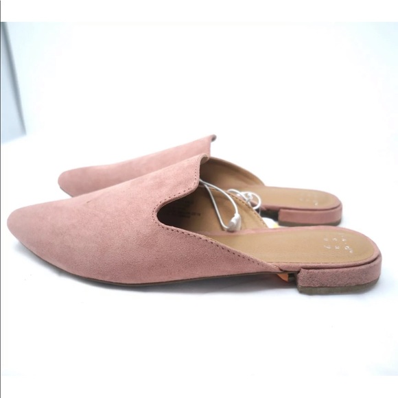 Slip On Pointed Toe Mules Flats Vegan Pink - Picture 3 of 4